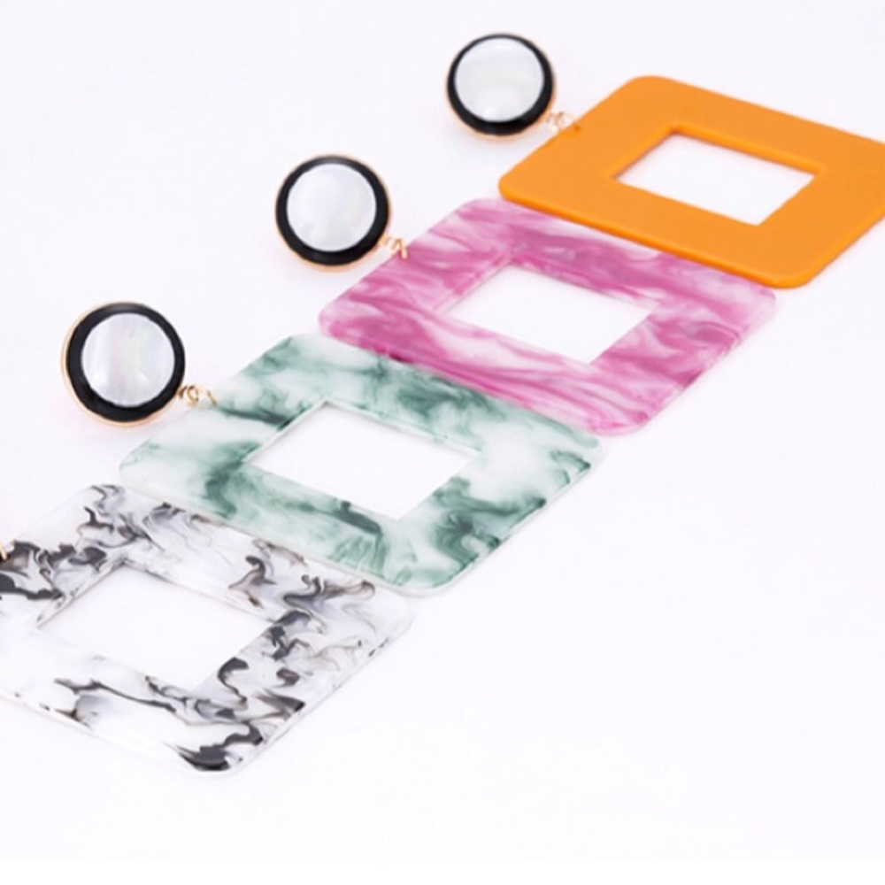 Rectangle earrings - Picture 2 of 3